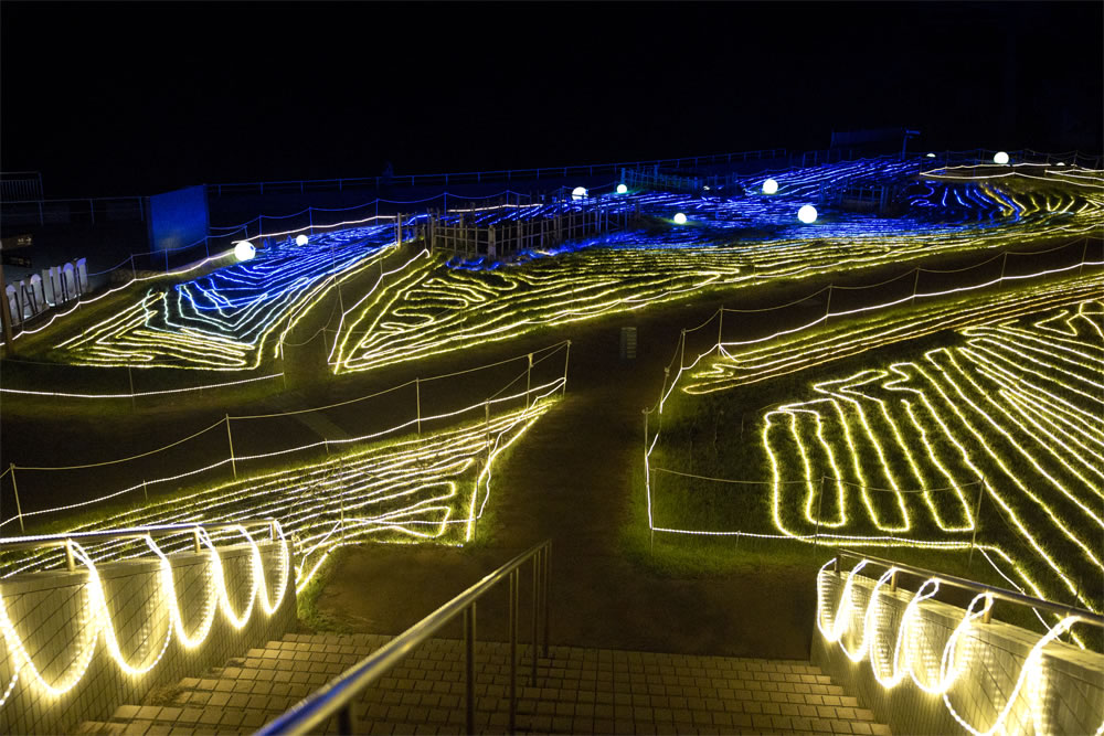 大規模なイルミネーション装飾例(チューブライト・ロープライト)