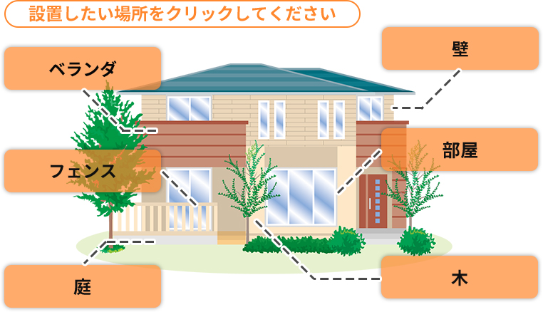 イルミネーションを設置したい箇所を選んでクリックしてください。